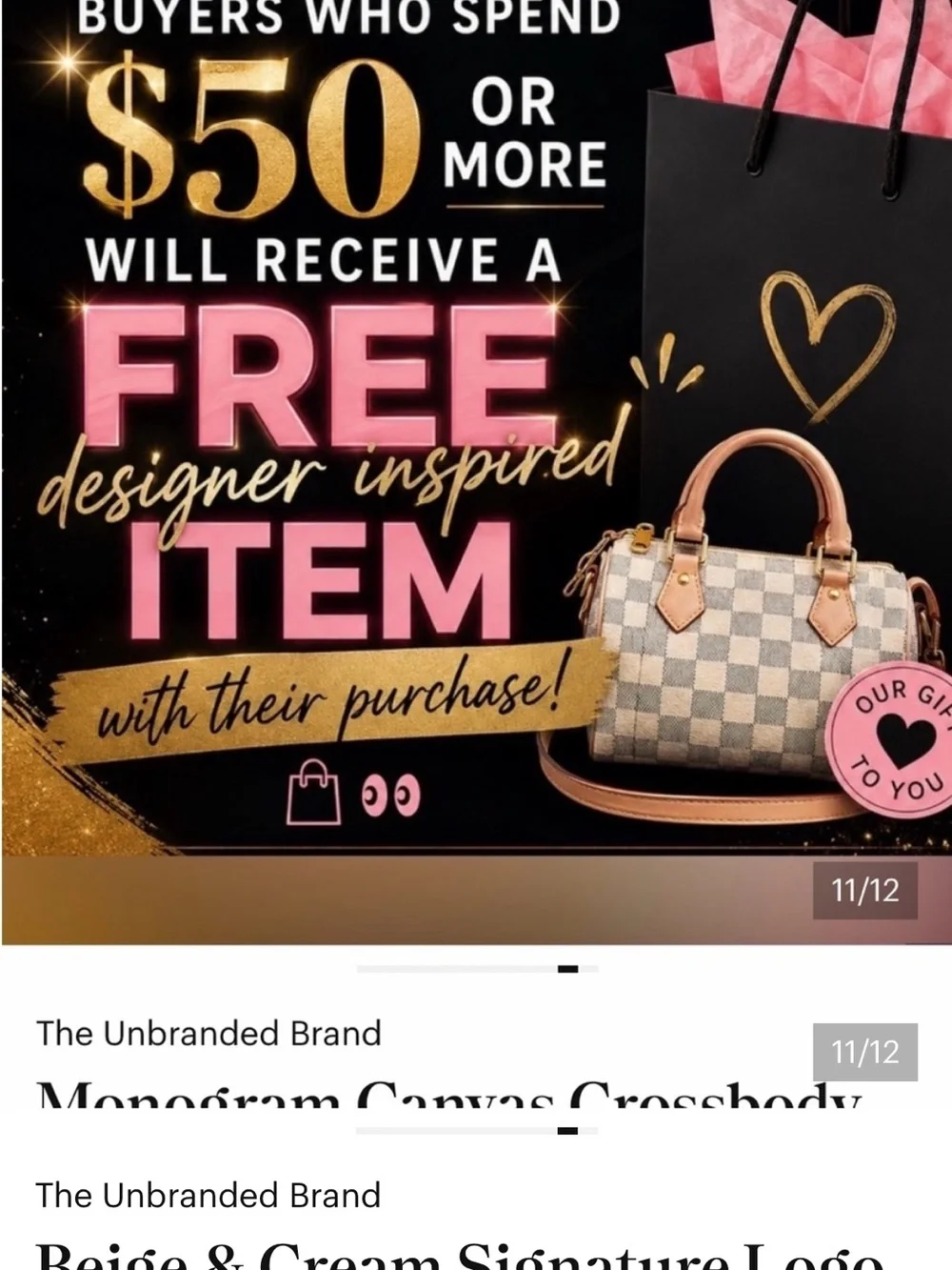 Source Unknown Monogram Crossbody with Pink and White Strap